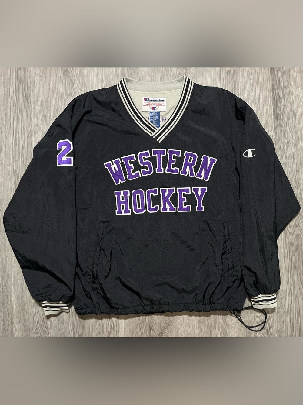 Vintage Y2K Champion Western University Mustangs hockey pullover windbreaker XL